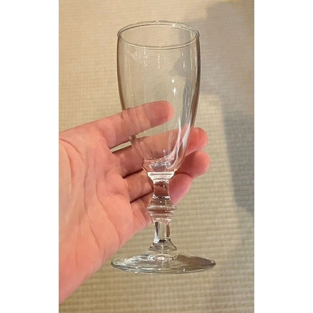 Mid Century Modern Clear Libby Georgian Bamboo Stemmed Glasses (Set of 2)